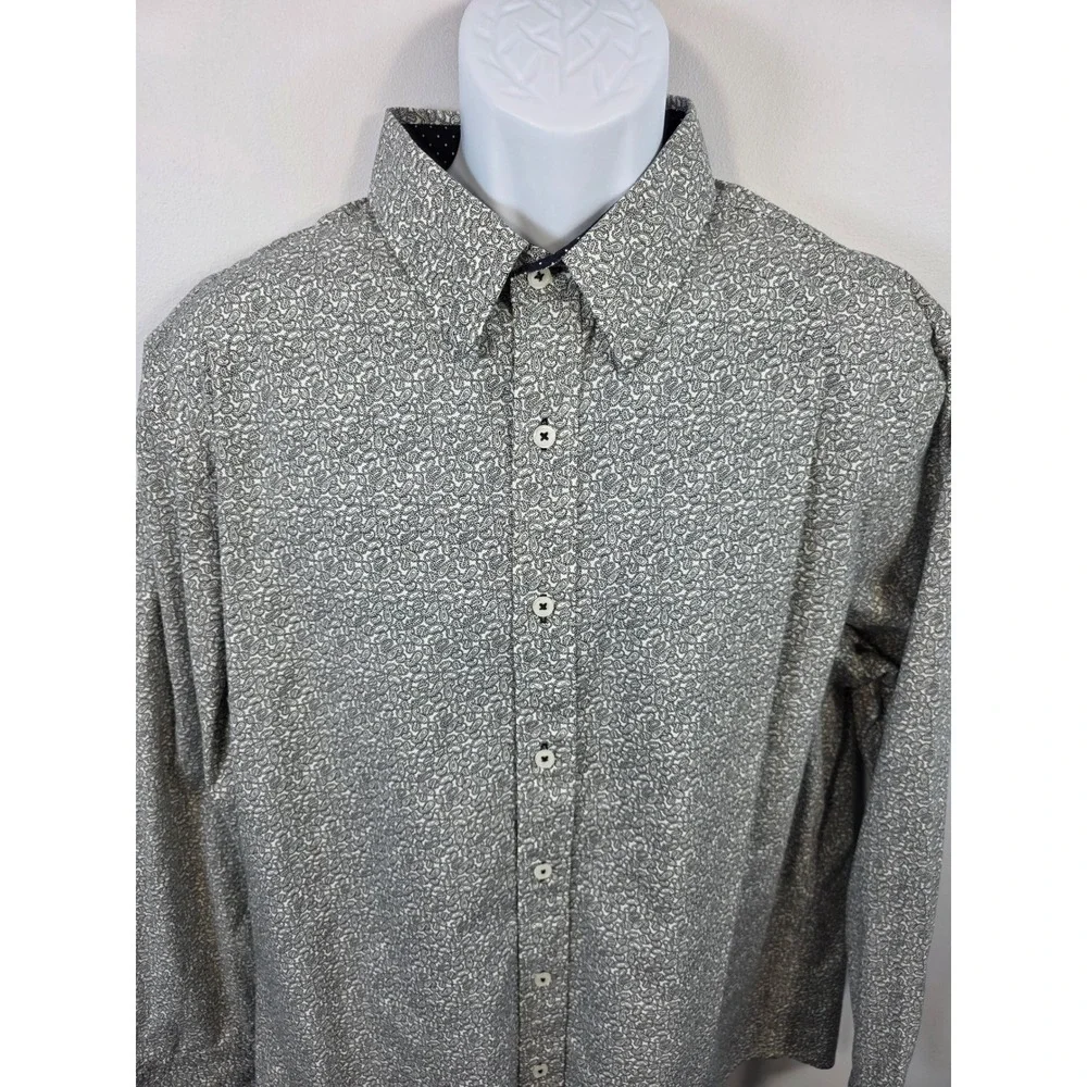 Nick Graham Mens 2XL Paisley Button Modern Fit Long Sleeve Shirt Flip Cuff /A170